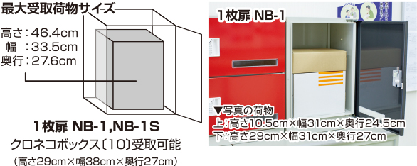 荷物に合わせて2タイプの受取サイズ