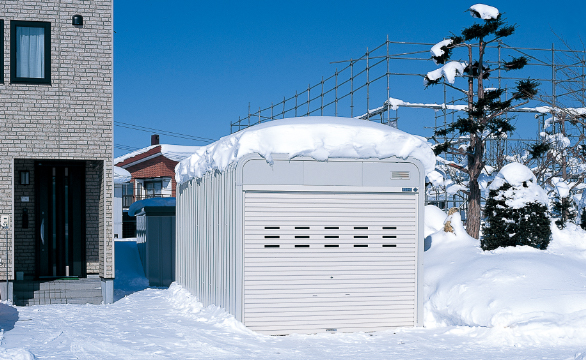 雪に強いカスケードガレージ。北海道生まれの頑丈設計。